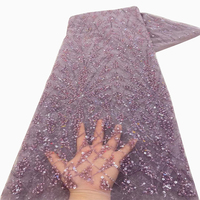 Tissu de dentelle de mariage brodé de sequins NI.AI en polyester avec perles scintillantes et sequins, magnifique tissu de dentelle nuptiale