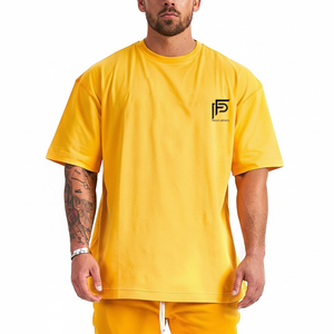 T-shirts noirs personnalisés en coton de couleur unie de haute qualité T-shirts surdimensionnés pour hommes au prix de gros - Product Image 1