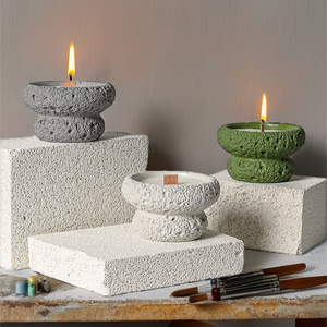 Topjlh - Portavelas Redondo de Cerámica Blanco para Sublimación, Diseño DIY, Decoración Navideña para el Hogar, Manualidades Personalizadas - Product Image 2