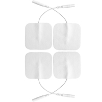 Konmed KM805 Tens EMS Cuadrado 5x5cm Almohadilla de Electrodo con Conector Pigtail de 2.0mm, Almohadilla de Gel Adhesiva Reutilizable para Alivio del Dolor, Clase II, Acero
