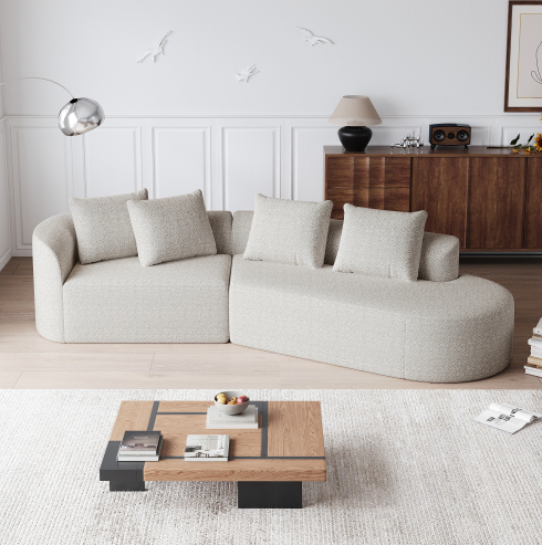 KHAKI + Chenille + Foam + 4 Seat