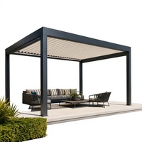 Pavillon de jardin extérieur avec toit à lames orientables, électrique et étanche, pour spa et bain à remous, design d'écran inspiré de la nature pour patio arrière-cour