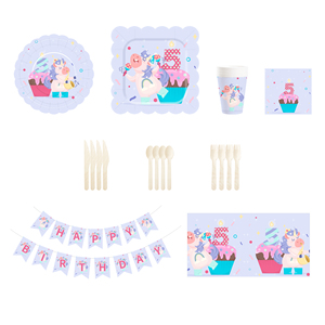 Kit de fête sur le thème des enfants DAMAI, joli gâteau licorne, assiettes en papier jetables, gobelets, vaisselle pour fête de dessert et dîner - Product Image 1