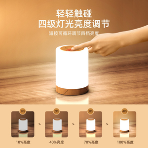 Modern Plastic LED Night <b>Light</b> Color Changing Manual Button <b>USB</b> <b>Rechargeable</b> Warm White 2700K Middle Minimalist Design High Home - Product Image 3