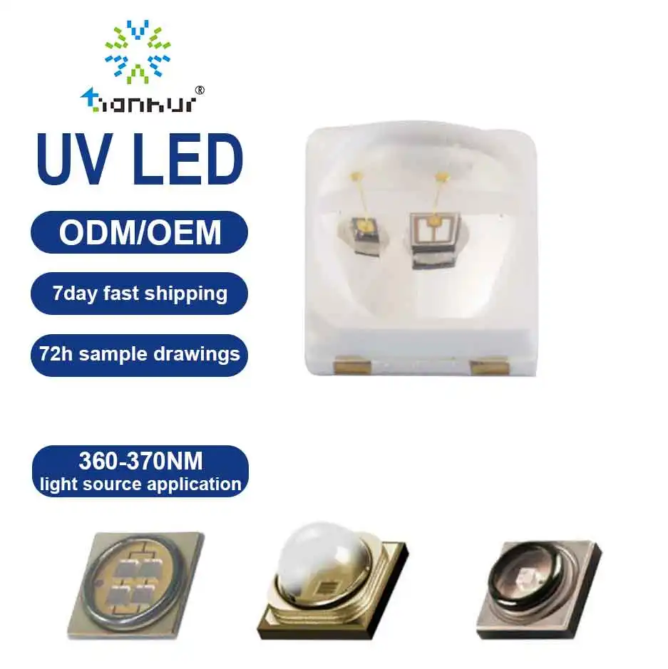 Tianhui 2835 365nm SMD สำหรับฆ่ายุง UV บ่มพิมพ์เคลือบโคมไฟ UV LED