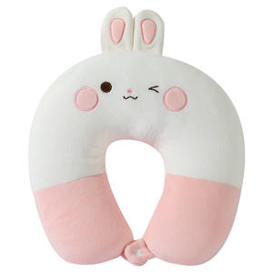 หมอนรูปตัว U ลายการ์ตูนกระต่าย 28x28x14 ซม. หมอนรองคอพับได้สำหรับเดินทางสำหรับผู้ใหญ่ สีชมพู สีฟ้า สีเหลือง - Product Image 2