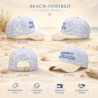 Casquette de baseball Dymf de luxe à imprimé floral vintage, logo brodé 3D personnalisé, style sportif urbain, 100 % coton pour la plage, les vacances