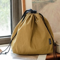 Sac de rangement japonais imperméable en nylon pour boîte à lunch, sac à bento en fibre de nylon avec cordon de serrage, sac de rangement, sac thermique pour pique-nique en plein air