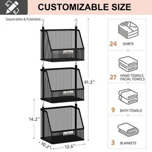 PVC <b>Hanging</b> Closet Organizer <b>Basket</b> Breathable Wardrobe Storage Bin for Clothes Towels Home - Product Image 2
