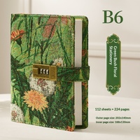 Nuevo Cuaderno Escolar con Diseño Floral y Candado de Contraseña, Personalizable, en Caja de Regalo B6