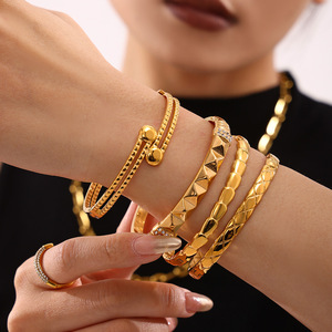 Aretas, joyería de lujo a la moda, pulsera al por mayor de acero inoxidable chapado en oro de 18 quilates, pulsera combinada para mujer - Product Image 4