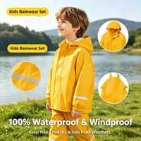 Maßgefertigter Wiederverwendbarer Kinder-Regenanzug PU Polyester Kinder Wasserdichter Sicherheits-Ganzkörper-Regenmantel mit Latzhose