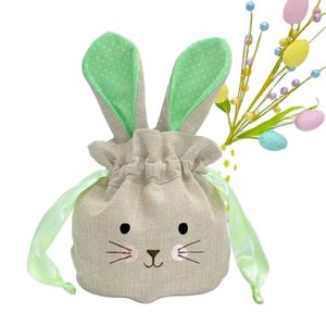 Linen <b>Rabbit</b> Embroidery <b>Gift</b> Bag with Cute Ears Premium <b>Gift</b> Packaging - Product Image 1