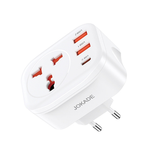 Jokade Travel <b>Adapter</b> 3.4A <b>USB</b> With <b>Usb</b> <b>C</b> And <b>Usb</b> A Ports For International Use - Product Image 3