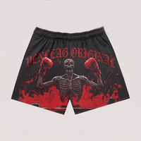 Shorts en laine imprimés sur mesure pour hommes VENLEAG, taille haute élastique, longueur genou, motif vintage crâne, squelette, boxe, astronaute, lettres