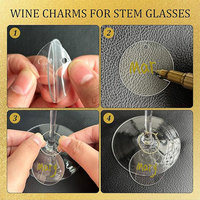 Breloques de verre à vin en acrylique vierges pour sublimation avec anneaux métalliques – Marqueurs de verre à vin DIY, étiquettes de tasses, porte-clés