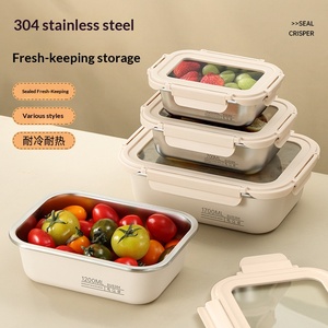Caja de Almacenamiento de Alimentos de Acero Inoxidable 304, Caja de Comedor Sellada Antiderrames, Tapa de Vidrio Visible con Múltiples Especificaciones - Product Image 2
