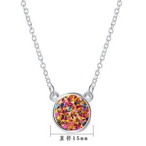 Nuovo 6 Colori Drusy Druzy Collana Del Pendente Della Resina Geometrica Irregolare Rotonda Charms In Argento Colore Catena di Monili di Marca di Modo Delle Donne - Product Image 2