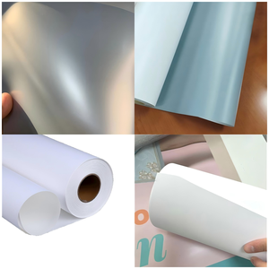 Eco <span class=keywords><strong>Solvet</strong></span> brillant Surface gris imprimable auto-adhésif PP rouleau de papier synthétique résistant à l'eau permanent PVC PET colle plastique - Product Image 2