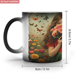 Tasse à induction liquide thermosensible 11oz en céramique noire givrée – Cadeau original - Product Image 1