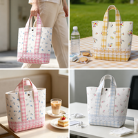 Sac fourre-tout en feutre non tissé à motif bonbons, personnalisable, pour femme, petit format, avec fermoirs, décoration en dentelle, portable et réutilisable pour le shopping