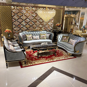 Sofá rojo vino clásico de lujo europeo 1123 sofá de tela de palacio francés de madera maciza marco de madera maciza muebles de gama alta - Product Image 2