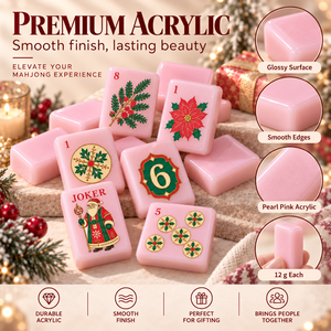 Jeu de Mahjong américain moderne en acrylique, tuiles imprimées UV de qualité supérieure, bords polis, rose, pour Noël, cadeau de fêtes pour femmes - Product Image 3