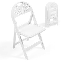 Chaises pliantes empilables modernes en résine blanche avec dossier en éventail et rembourrage pour mariages en extérieur, parcs et célébrations en cour – Vente en gros