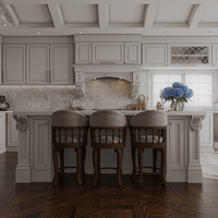 Armoire de cuisine classique traditionnelle blanche, durable, de style îlot, en laque acrylique, pour ferme rustique