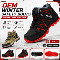 Bottes de travail d'hiver personnalisées à embout d'acier, chaudes et isolées, à tige haute, chaussures de sécurité avec semelle extérieure en caoutchouc pour la construction