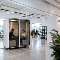 Cabine de bureau mobile préfabriquée 4 places, insonorisée, acoustique, portable, pour salle de réunion, aéroport, salon et espace de travail d'hôtel