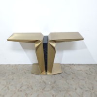 Meuble de salon, console d'entrée en métal, style nordique moderne, table de console de luxe dorée pour villa et hôtel
