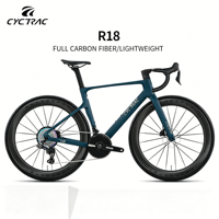 Vélo de route en carbone de course CYCTRAC R18 |   Système de changement de vitesse électronique sans fil WheelTop |   Roues en carbone, rayons en carbone |   Aérodynamique Léger