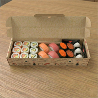 Boîte d'emballage en carton longue, personnalisable avec logo imprimé, en papier kraft, pliable, pour mini-burgers, sushis, emballage cadeau