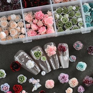 12 grilles de décorations pour ongles en forme de fleurs de camélia et de rose 3D, en résine, perles de gelée, <span class=keywords><strong>strass</strong></span> de luxe, pour <span class=keywords><strong>manucure</strong></span> bonbon - Product Image 3