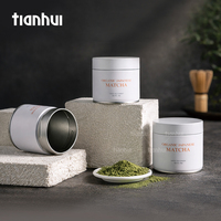 Boîtes métalliques miniatures vides Tianhui pour le stockage du matcha de 30g et 50g, boîtes rondes hermétiques, boîtes blanches pour le matcha