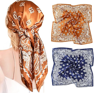 Scialli <span class=keywords><strong>e</strong></span> involucri di seta versatili possono essere indossati come cravatta a velo o accessorio per capelli sciarpa in seta sciarpa Bandana personalizzata da donna - Product Image 4