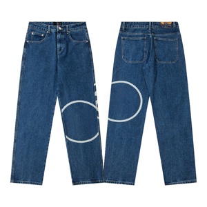 Jean décontracté vintage unisexe avec logo Hell Star, style streetwear <span class=keywords><strong>tendance</strong></span> transfrontalier Europe-Amérique, taille mi-haute - Product Image 1