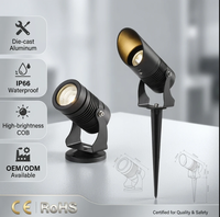 Projecteur LED COB IP65 en aluminium pour pelouse, éclairage d'arbre, projecteur mural extérieur, à insertion au sol, pour jardins, parcs, anti-éblouissement, avec piquet paysager