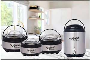 Juego de Cazuelas Aisladas de Acero Inoxidable Gris con Dispensador de Bebidas Calientes – Juego de Servicio para Mantener Alimentos Calientes - Product Image 3