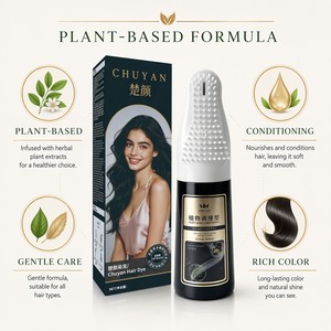 Tinte para el Cabello en Crema Negro Jet OEM a Base de Plantas con Aplicador de Peine y Cepillo para una Cobertura Completa - Product Image 1
