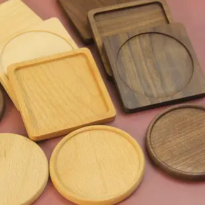 Pine Decoration Solid Wood Coaster Insulation Mat Round Square Wooden Coaster Tea Ceremony Cup Holder Tea Mat