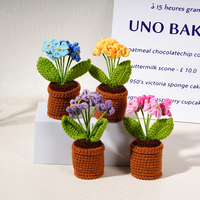 Buatan tangan rajutan kecil Crochet tanaman pot Mini emosional oranye lupa saya tidak aster bunga positif Puff bunga buatan tangan