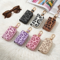 Porte-monnaie zippé en cuir PU tendance 2026, porte-clés écologique, durable, portable, personnalisé, motif léopard, étui pour clés de voiture