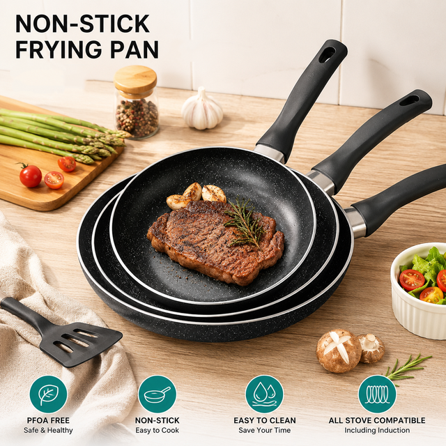 Nonstick Granite Frying Pan Aluminum Skillet with Induction Bottom 20cm 24cm 28cm Stone Coating Omelette Pan Fry Pan