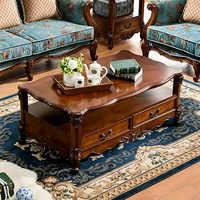 Table basse en bois massif de style américain, table centrale de salon, table de canapé, table basse de style européen pour la maison et l'hôtellerie