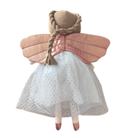 Poupée en peluche de fée ballerine personnalisée, cadeau d'anniversaire princesse, ange en tissu fait main avec robe tutu rose, jouet doux pour filles 35 cm