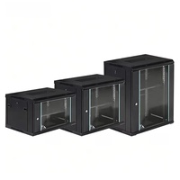Armoire de serveur 12U IP20 pour centre de données, rack télécom FTTx 4U à 42U, armoire réseau au sol en acier laminé à froid noir verrouillable