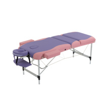 Table de massage portable pliable en aluminium 3 sections, 185*71CM, robuste, 573LBS, rose/violet, en PU, pour physiothérapie, vente en gros