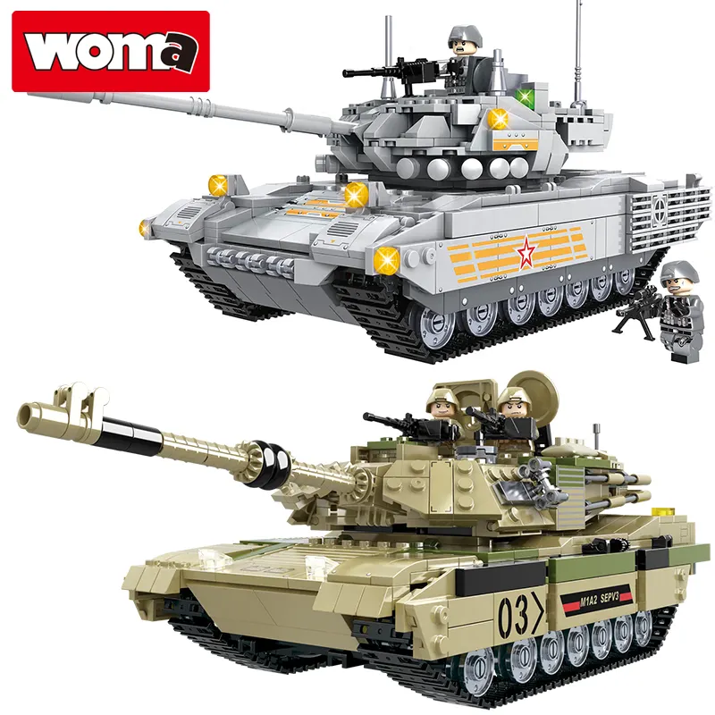WOMA TOYS Compatible major brands army military field battle tank small building blocks toy model for boys game play diy